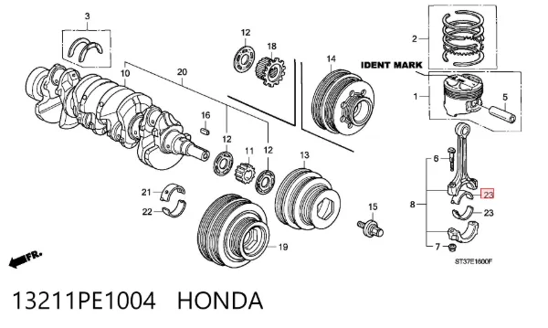Вкладиші шатунні 13211PE1004 Honda