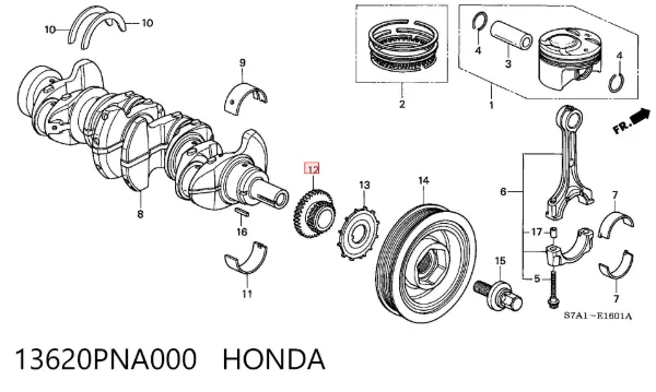Зірка-шестерня приводу коленвалу двигуна 13620PNA000 Honda