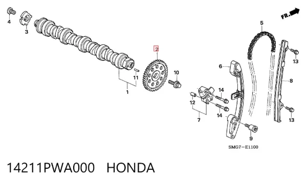 Шестерня розподільного валу 14211PWA000 Honda