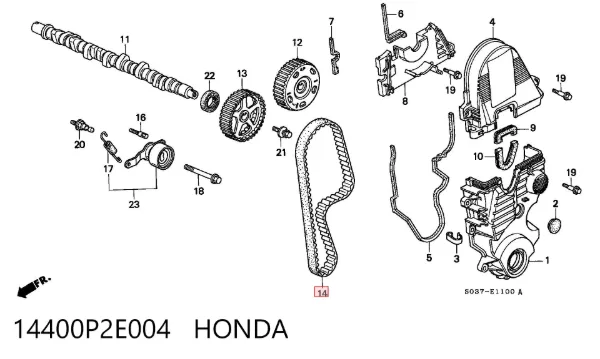 Ремінь ГРМ 14400P2E004 Honda