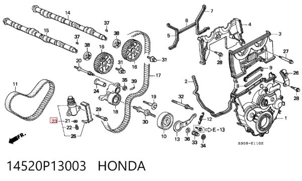 Натягувач ременя ГРМ 14520P13003 Honda
