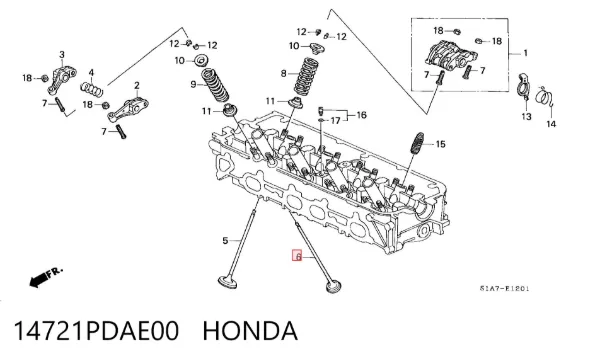 Клапан випускний 14721PDAE00 Honda