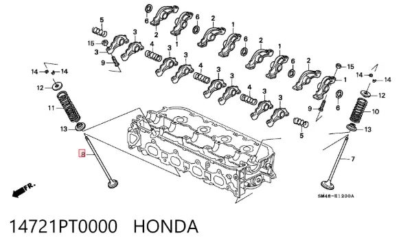 Клапан випускний 14721PT0000 Honda