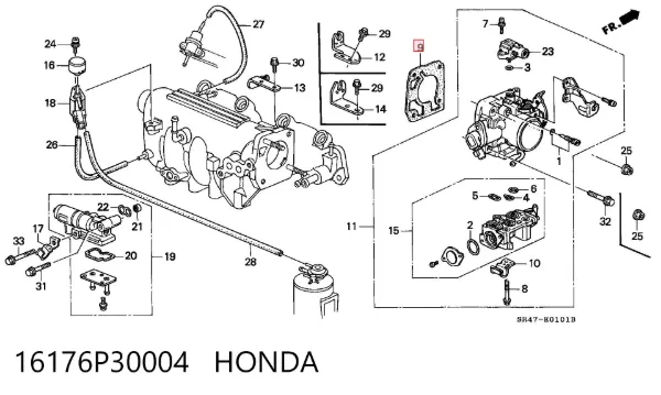 Прокладка дросельної заслінки 16176P30004 Honda