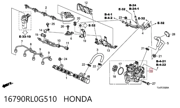 Паливний насос високого тиску 16790RL0G510 Honda