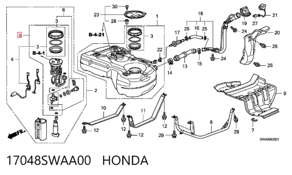 Паливний фільтр 17048SWAA00 Honda