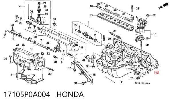 Прокладка впускного колектора 17105P0A004 Honda