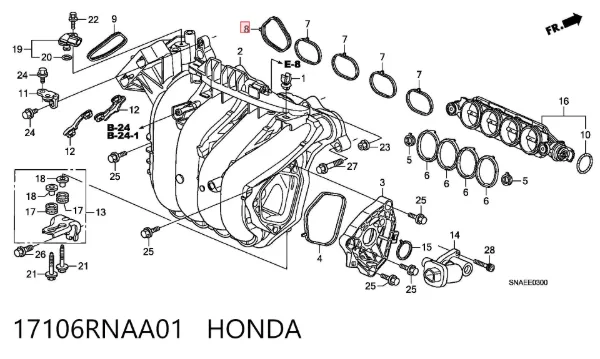 Прокладка впускного колектора 17106RNAA01 Honda