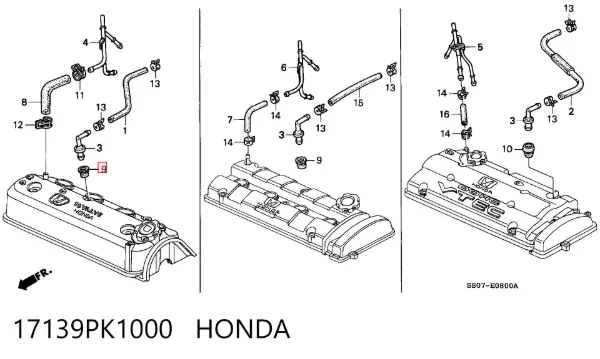 Прокладка клапана вентиляції картера 17139PK1000 Honda