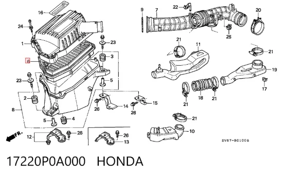 Повітряний фільтр 17220P0A000 Honda