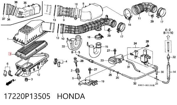 Повітряний фільтр 17220P13505 Honda