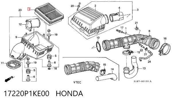 Повітряний фільтр 17220P1KE00 Honda
