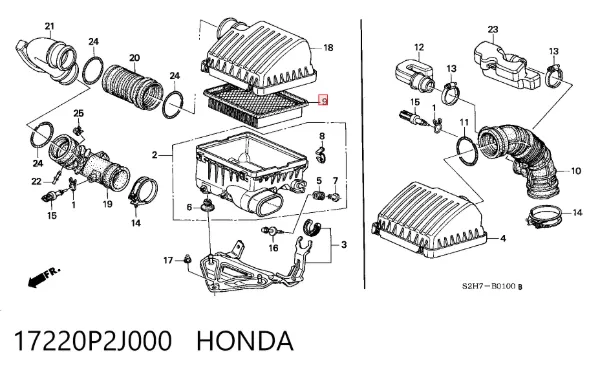 Повітряний фільтр 17220P2J000 Honda