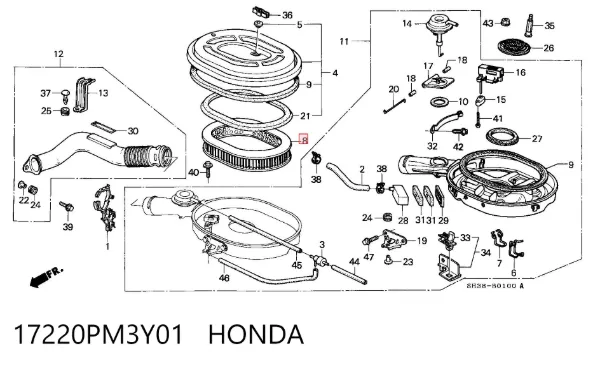 Повітряний фільтр 17220PM3Y01 Honda