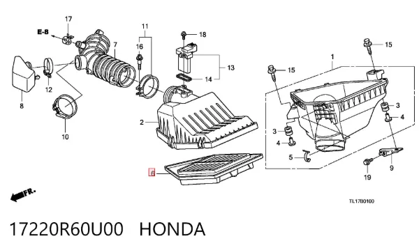 Повітряний фільтр 17220R60U00 Honda