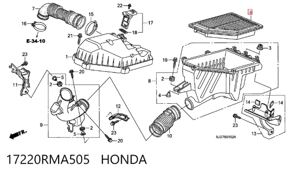 Повітряний фільтр 17220RMA505 Honda
