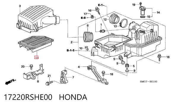 Повітряний фільтр 17220RSHE00 Honda
