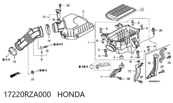 Повітряний фільтр 17220RZA000 Honda