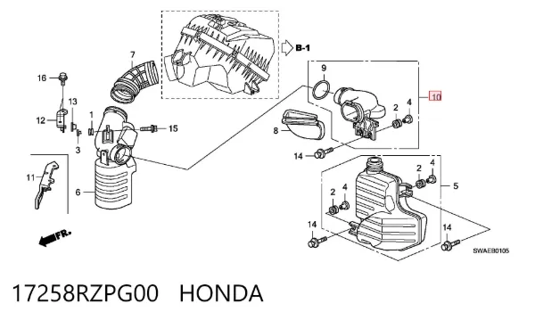  17258RZPG00 Honda