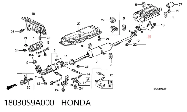 Глушник, задня частина 18030S9A000 Honda