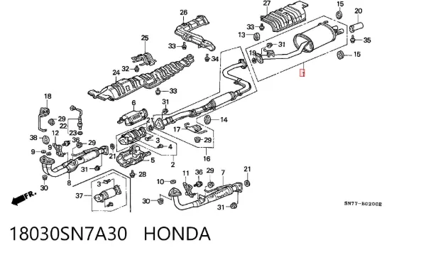 Глушник, задня частина 18030SN7A30 Honda