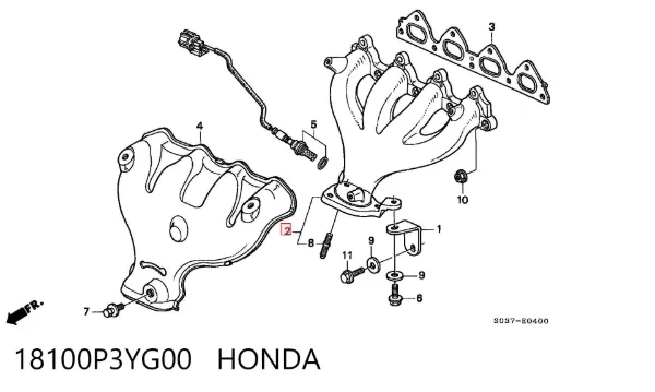 Випускний колектор 18100P3YG00 Honda