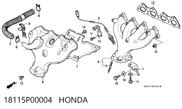 Прокладка колектора 18115P00004 Honda