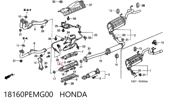 Каталізатор 18160PEMG00 Honda