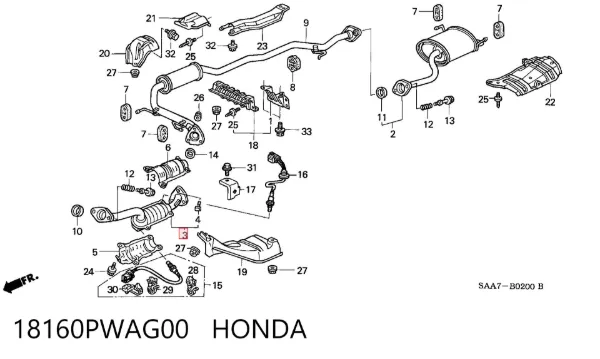 Каталізатор 18160PWAG00 Honda