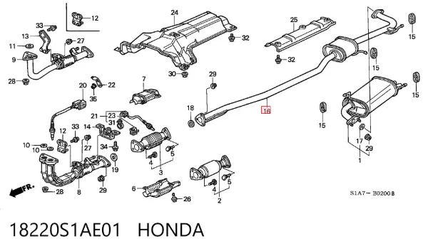 Глушник, центральна частина 18220S1AE01 Honda