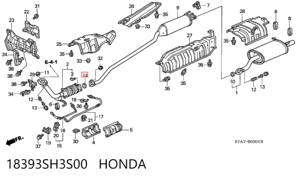 Прокладка глушника 18393SH3S00 Honda