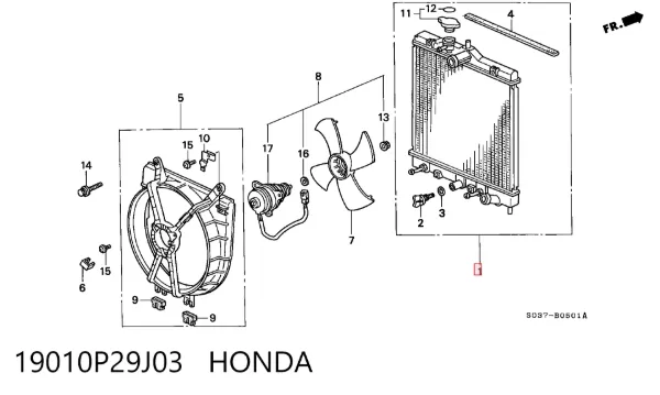Радіатор 19010P29J03 Honda