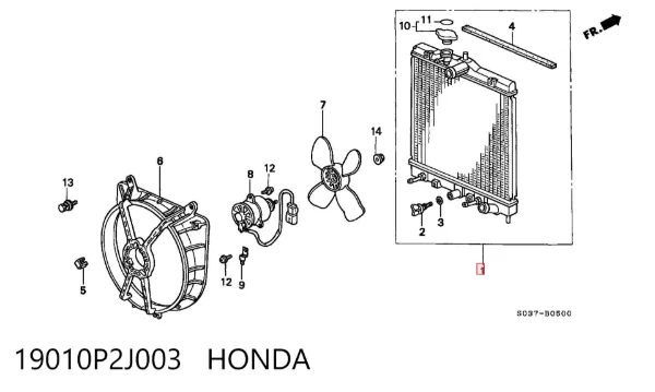 Радіатор 19010P2J003 Honda