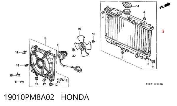 Радіатор 19010PM8A02 Honda