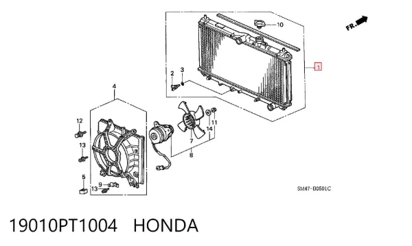 Радіатор 19010PT1004 Honda