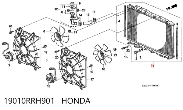 Радіатор 19010RRH901 Honda