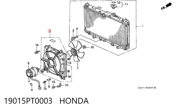 Дифузор (кожух) радіатора охолодження Honda Accord V