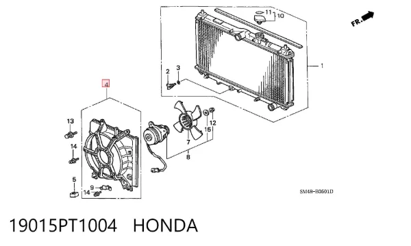 Дифузор (кожух) радіатора охолодження Honda Accord IV