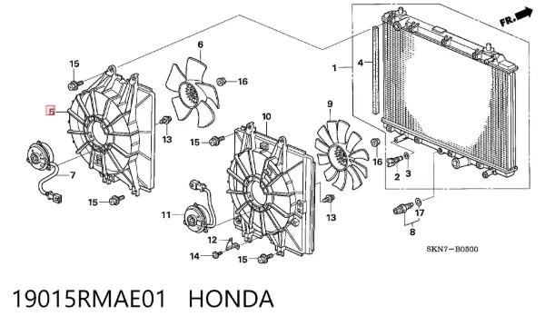 Дифузор (кожух) радіатора охолодження 19015RMAE01 Honda