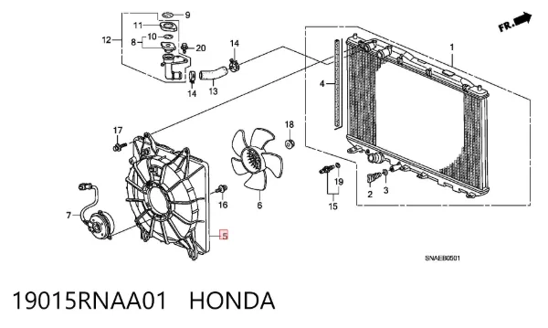 Дифузор (кожух) радіатора охолодження 19015RNAA01 Honda