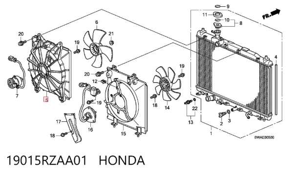 Дифузор (кожух) радіатора охолодження 19015RZAA01 Honda