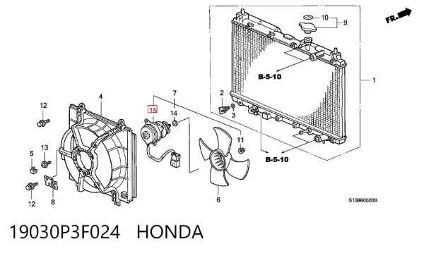 Двигун вентилятора системи охолодження 19030P3F024 Honda