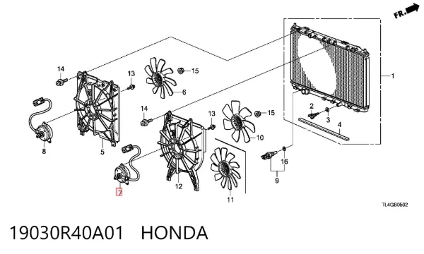 Двигун вентилятора системи охолодження, лівий 19030R40A01 Honda