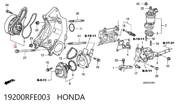 Помпа 19200RFE003 Honda
