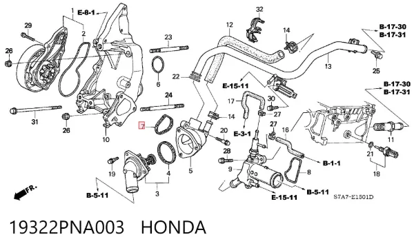 Прокладка корпусу термостата 19322PNA003 Honda