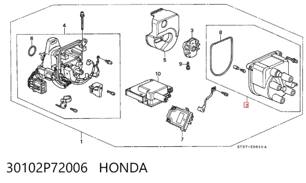 Кришка трамблеру 30102P72006 Honda
