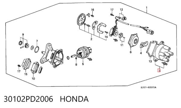 Кришка трамблеру 30102PD2006 Honda