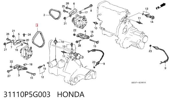 Ремінь генератора 31110P5G003 Honda