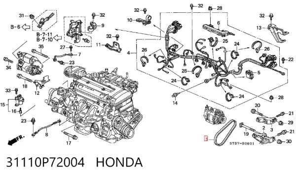 Ремінь генератора 31110P72004 Honda