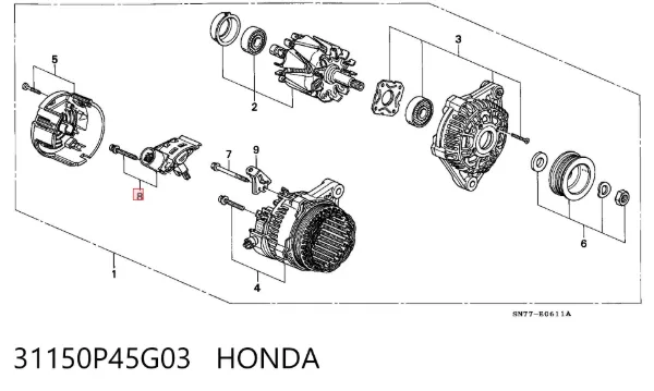 Реле генератора 31150P45G03 Honda